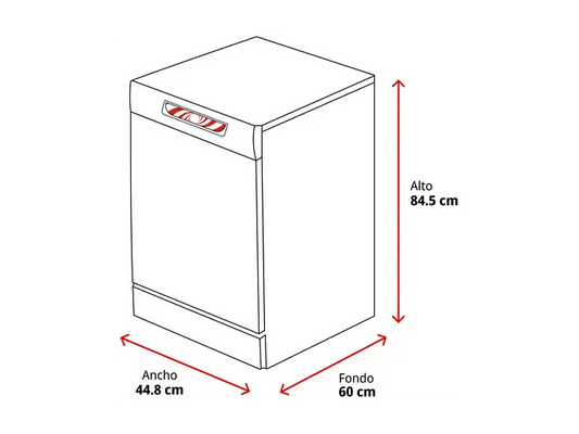 Lavavajillas - Teka DFS 24650, 9 servicios, 6 programas, 44.8 cm, Display LED, Programa Whisper, Blanco