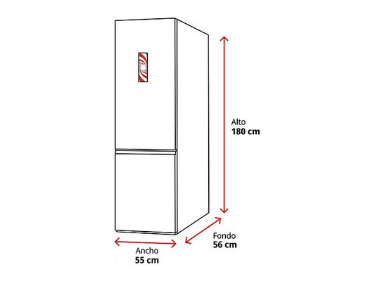 Frigorífico combi - Candy CCH1S518EW, Cíclico, 180 cm, 262 l, Tirador integrado, Puerta reversible, Blanco
