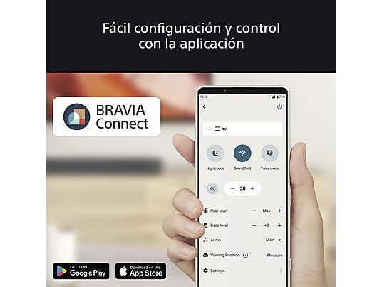 Barra de sonido - Sony BRAVIA Theatre Bar 6 (HTBD60S), 3.1.2 envolventes con subwoofer, Altavoces ascendentes, Dolby Atmos, DTSX, Voice Zoom 3 con IA