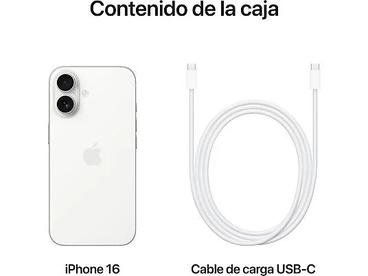 Apple iPhone 16, Negro, 128 GB, 5G, 6.1 " OLED Super Retina XDR, Chip A18 Bionic, iOS