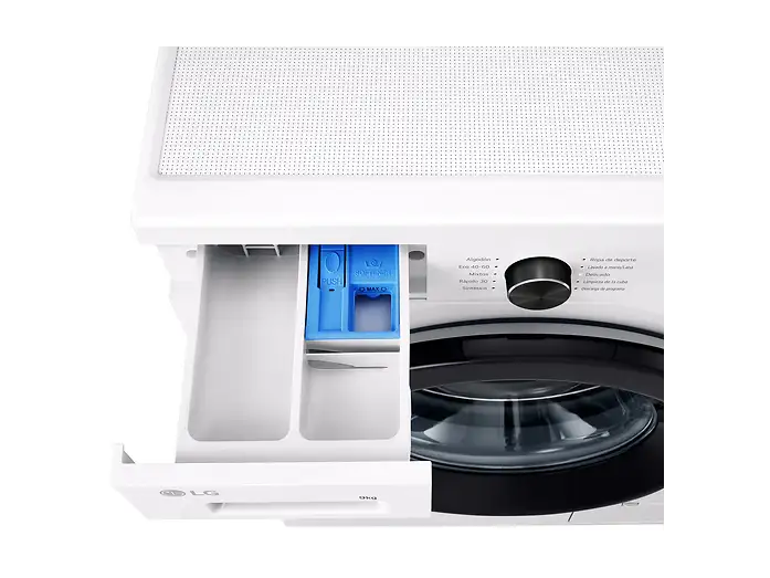 Lavadora carga frontal - LG F4X1009NWK, 9 kg, 1400 rpm, 10 programas, AI Direct Drive™, ThinQ™, Blanco Marfil