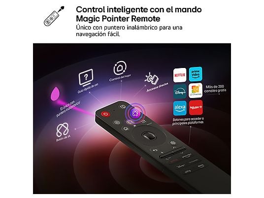 TV QNED 86 - LG 86QNED81A6A, UHD 4K, Procesador Inteligente α7 AI Processor 4K Gen8, Smart TV, DVB-T2 (H.265), Negro