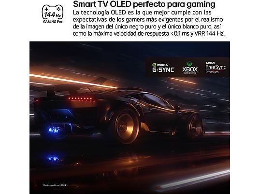 TV OLED 48 - LG OLED48C55LA, OLED 4K, Procesador Inteligente α9 AI Processor 4K Gen8, Smart TV, DVB-T2 (H.265), Negro
