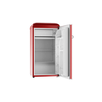 Evvo Frigorífico Mini F25 Retro rojo, 90 litros, Diseño Vintage, bajo consumo, silencioso