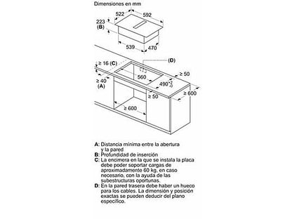 Placa inducción con extractor integrado - Bosch PVS611B16E, 4 Zonas, Zona Flex, CombiInducción, Touch Select, Negro
