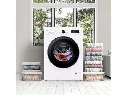 Lavadora carga frontal - LG F4X1009NWK, 9 kg, 1400 rpm, 10 programas, AI Direct Drive™, ThinQ™, Blanco Marfil