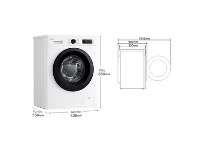 Lavadora carga frontal - LG F4X1009NWK, 9 kg, 1400 rpm, 10 programas, AI Direct Drive™, ThinQ™, Blanco Marfil