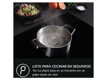 Placa inducción - AEG TI63IQ10IZ, 3 zonas, Zona grande 28 cm, SaphirMatt, 58 cm, Negro Mate