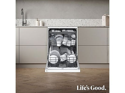 Lavavajillas - LG DF273FW, 14 servicios, 10 programas, 60 cm, QuadWash™, Blanco