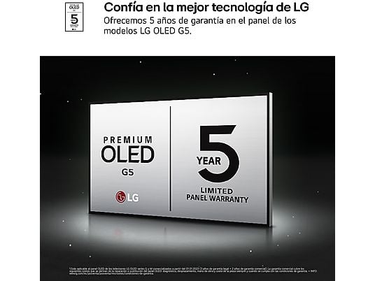 TV OLED 77 - LG OLED77G54LW, OLED 4K, Procesador Inteligente α11 AI Processor 4K Gen2, Smart TV, Gallery Deisgn, Rocky Black