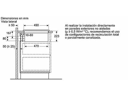 Placa inducción con extractor integrado - Bosch PVS611B16E, 4 Zonas, Zona Flex, CombiInducción, Touch Select, Negro