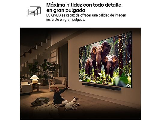TV QNED 75 - LG 75QNED81A6A, UHD 4K, Procesador Inteligente α7 AI Processor 4K Gen8, Smart TV, DVB-T2 (H.265), Negro
