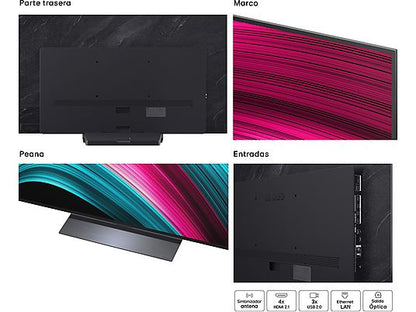 TV OLED 55 - LG OLED55C55LA, OLED 4K, Procesador Inteligente α9 AI Processor 4K Gen8, Smart TV, DVB-T2 (H.265), Negro