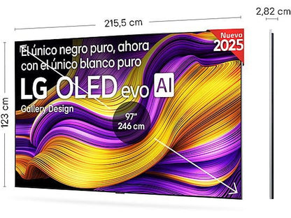 TV OLED 97 - LG OLED97G54LW, OLED 4K, Procesador Inteligente α11 AI Processor 4K Gen2, Smart TV, Gallery Design, Rocky Black