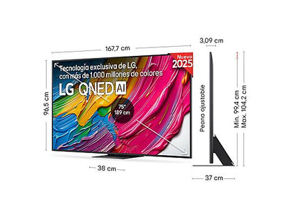 TV QNED 75 - LG 75QNED81A6A, UHD 4K, Procesador Inteligente α7 AI Processor 4K Gen8, Smart TV, DVB-T2 (H.265), Negro