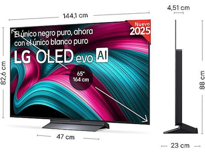 TV OLED 65 - LG OLED65C55LA, OLED 4K, Procesador Inteligente α9 AI Processor 4K Gen8, Smart TV, DVB-T2 (H.265), Negro