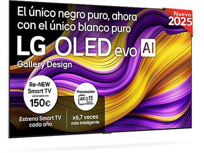 TV OLED 77 - LG OLED77G54LW, OLED 4K, Procesador Inteligente α11 AI Processor 4K Gen2, Smart TV, Gallery Deisgn, Rocky Black