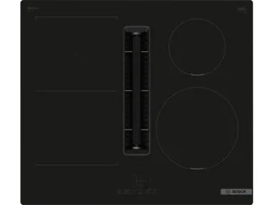 Placa inducción con extractor integrado - Bosch PVS611B16E, 4 Zonas, Zona Flex, CombiInducción, Touch Select, Negro
