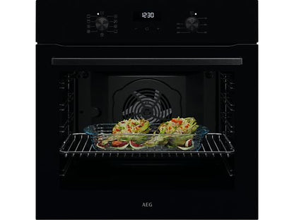 Horno multifunción - AEG Serie 5000 V5ABU20SK, Display LED, de 72 litros, 7 funciones, limpieza fácil, Integrable, Hidrolítica, 72 l, 596 mm, Negro