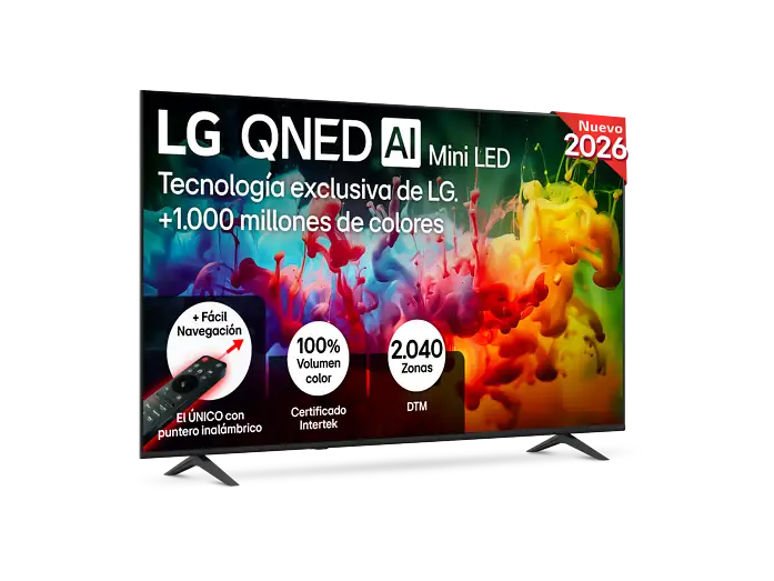 TV QNED Mini LED 75 - LG 75QNED72B6A, UHD 4K, Procesador Inteligente α7 AI Processor 4K Gen9, Smart TV, DVB-T2 (H.265), Negro