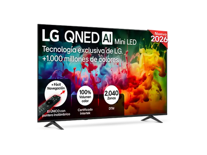 TV QNED Mini LED 75 - LG 75QNED72B6A, UHD 4K, Procesador Inteligente α7 AI Processor 4K Gen9, Smart TV, DVB-T2 (H.265), Negro