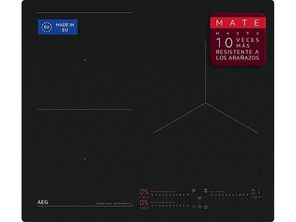 Placa inducción - AEG TI63IQ10IZ, 3 zonas, Zona grande 28 cm, SaphirMatt, 58 cm, Negro Mate
