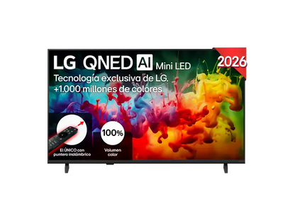 TV QNED Mini LED 43 - LG 43QNED72B6B, UHD 4K, Procesador Inteligente α7 AI Processor 4K Gen9, Smart TV, DVB-T2 (H.265), Negro