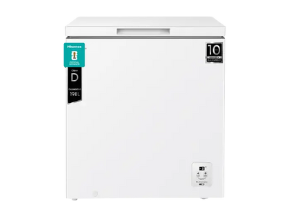 Congelador horizontal - Hisense FT200N1AWDL, 198 l, 85.8 cm, Congelador Convertible, Goma Antibacteria, Blanco