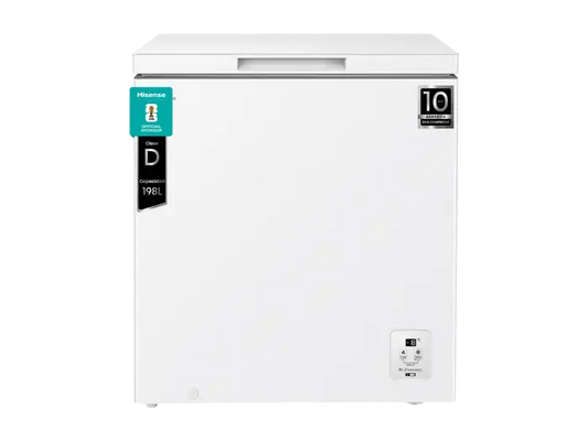 Congelador horizontal - Hisense FT200N1AWDL, 198 l, 85.8 cm, Congelador Convertible, Goma Antibacteria, Blanco