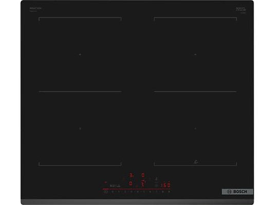 Placa inducción - Bosch PVQ631HC1E, 4 zonas, 30 x 21 cm, 59.2 cm, Negro