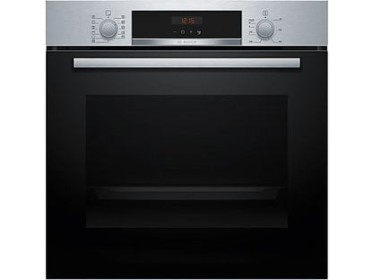 Horno - Bosch HBA574ES3, Multifunción, Pirolítico, 71 l, 59.4 cm, HotAir 3D, Asistente de limpieza con agua, Inox