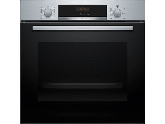 Horno - Bosch HBA574ES3, Multifunción, Pirolítico, 71 l, 59.4 cm, HotAir 3D, Asistente de limpieza con agua, Inox