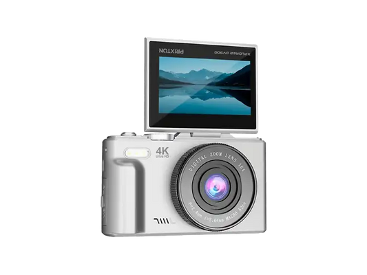 Cámara - Prixton Xplorer DV900, 64 megapixel, 4K 3840p, 3 Pantalla LCD, IPS, Zoom 4X, Flash, Plata
