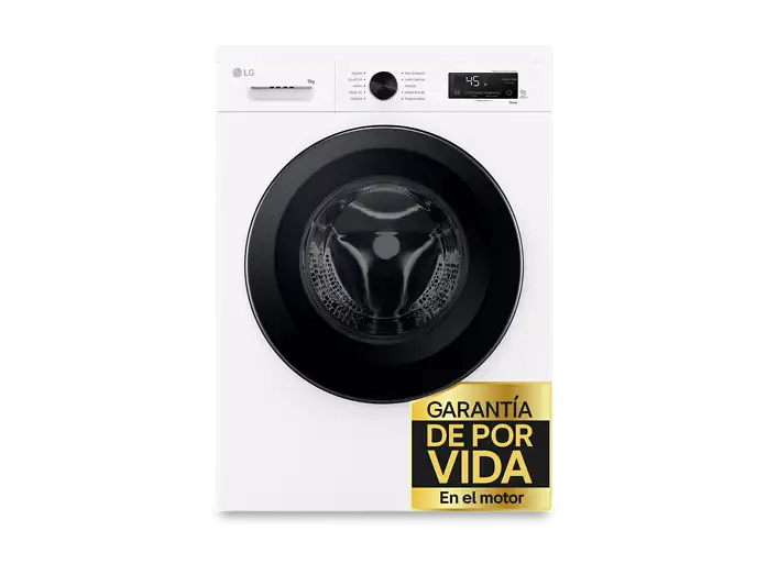 Lavadora carga frontal - LG F4X1009NWK, 9 kg, 1400 rpm, 10 programas, AI Direct Drive™, ThinQ™, Blanco Marfil