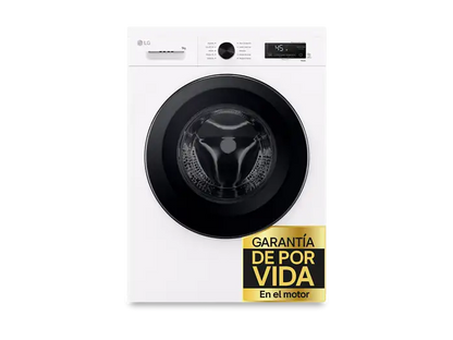 Lavadora carga frontal - LG F4X1009NWK, 9 kg, 1400 rpm, 10 programas, AI Direct Drive™, ThinQ™, Blanco Marfil