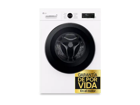 Lavadora carga frontal - LG F4X1009NWK, 9 kg, 1400 rpm, 10 programas, AI Direct Drive™, ThinQ™, Blanco Marfil