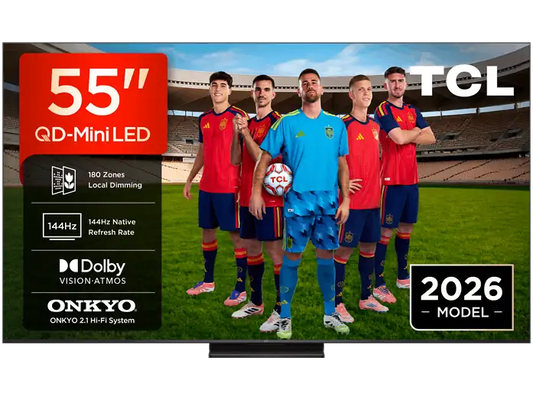 TV QD-Mini LED 55 - TCL 55C6K PRO, UHD 4K, TCL AiPQ Processor, Smart TV con Google TV, Dolby Vision-Atmos, Negro