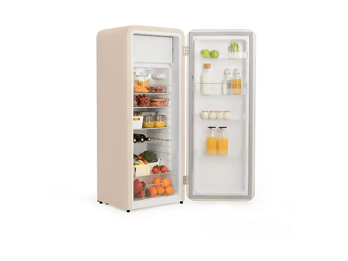 Frigorífico una puerta - CREATE FRIDGE RETRO 281L, Altura 159 cm, Plata