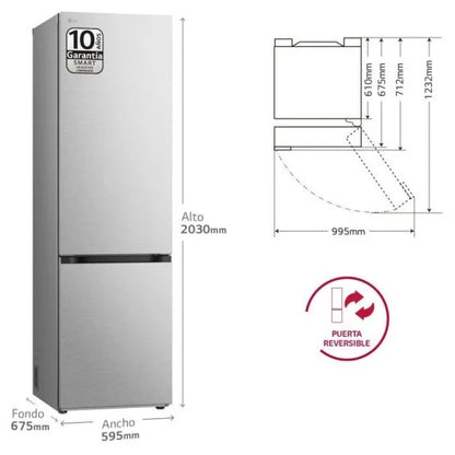 LG Serie 700 Fridge Freezer Combi A 387L - NatureFRESH Linear Cooling