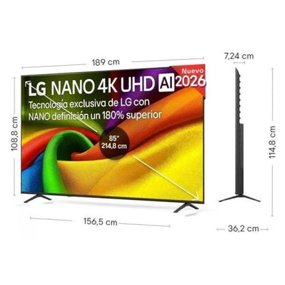 TV LG NANO 4K UHD AI 85NU8E0B3LA 85 4K UHD 60Hz Smart TV WebOS HDR10