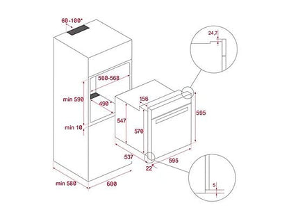 Horno - Teka NEO HBB 4350, Convencional, 2593W, 72l, 59.5 cm Ancho, Puerta de 2 cristales, Acero Inoxidable