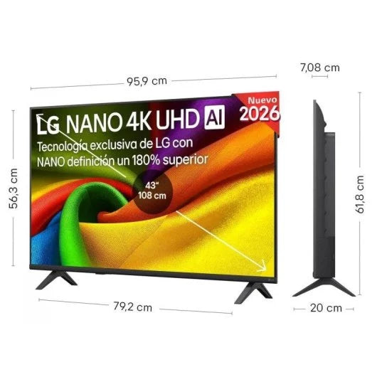 TV LG NANO 4K UHD AI 43NU8E0B3LA 43 4K UHD 60Hz Smart TV webOS HDR10