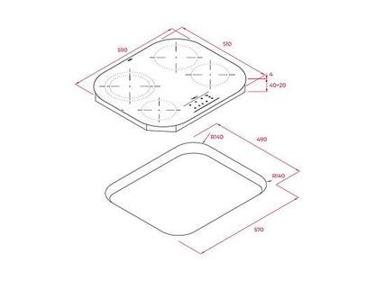 Placa vitrocerámica - Teka TCC 64310 TTC BK, 4 zonas, Zona grande de 21 cm, 59 cm, Touch control, Negro