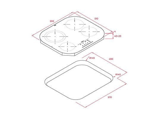 Placa vitrocerámica - Teka TCC 64310 TTC BK, 4 zonas, Zona grande de 21 cm, 59 cm, Touch control, Negro