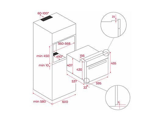 Horno - Teka NEO HSC 6350, Multifunción, 44l, Ancho 59.5 cm, 8 funciones, Sistema ThermoSeal, Sistema HydroClean, Acero Inoxidable
