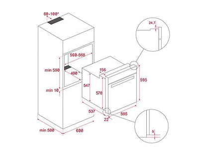 Horno - Teka NEO HSB 6150, Multifunción, Hidrolítica, 70l, 59.5 cm Ancho, HydroClean, Puerta de 2 Cristales, Precalentamiento rápido manual, Inox