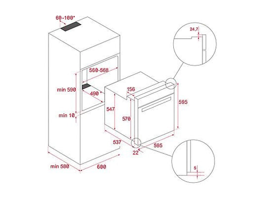Horno - Teka NEO HSB 6150, Multifunción, Hidrolítica, 70l, 59.5 cm Ancho, HydroClean, Puerta de 2 Cristales, Precalentamiento rápido manual, Inox