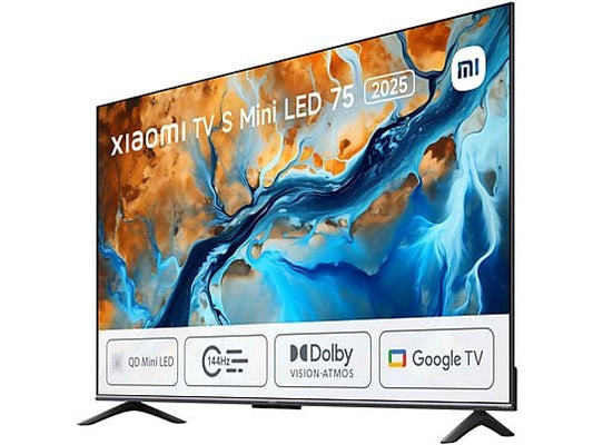 TV Mini LED 75 - XIAOMI S Mini 75 2025, UHD 4K, Quad Core Cortex-A73, Smart TV, DVB-T2 (H.265), Gris cepillado