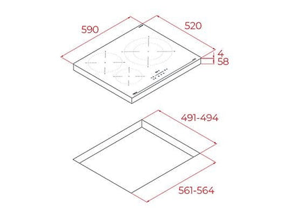 Placa inducción - Teka IBC 63110 SSM BK, 3 zonas, 29 cm Zona grande, 59 cm ancho, Negro