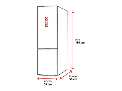Frigorífico combi - Candy CCH1S518EW, Cíclico, 180 cm, 262 l, Tirador integrado, Puerta reversible, Blanco